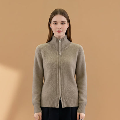 Ladies' Long Sleeve Button Cardigan with High Neck