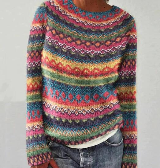 Women's Striped Crew Neck Sweater - Modish World