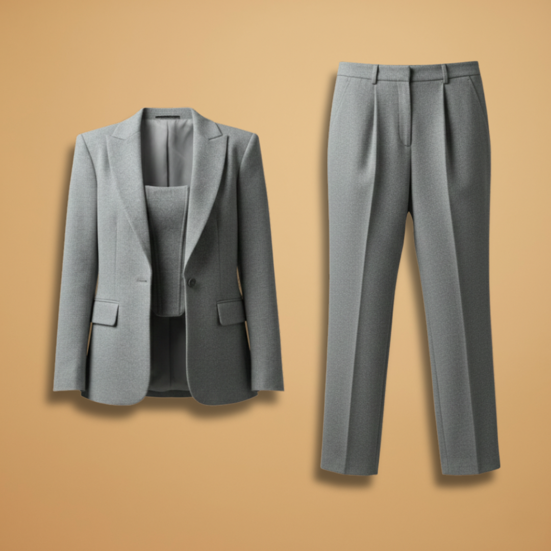 Ladies Slim Fit Suit with Fitted Jacket and Waist Coat - Modish World