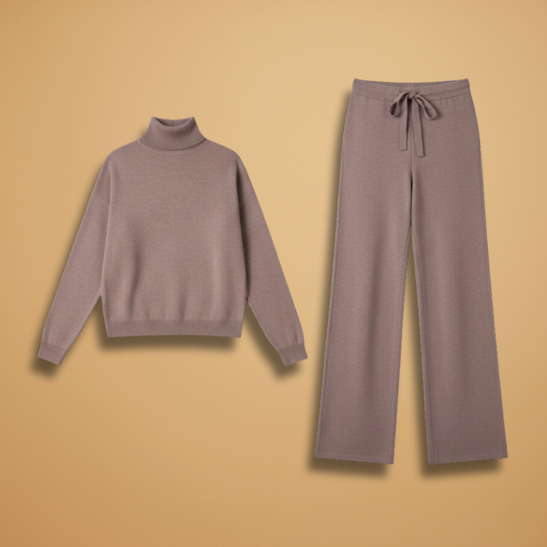 Ladies 2-Piece High Neck Wide Leg Pants Set - Modish World