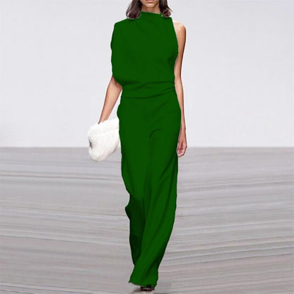 Women's Wide Leg One Shoulder Jumpsuit Dress