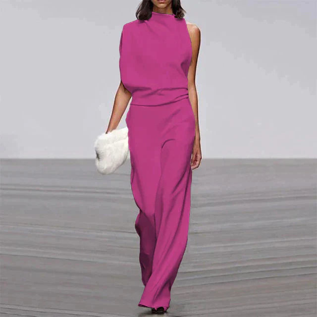 Women's Wide Leg One Shoulder Jumpsuit Dress