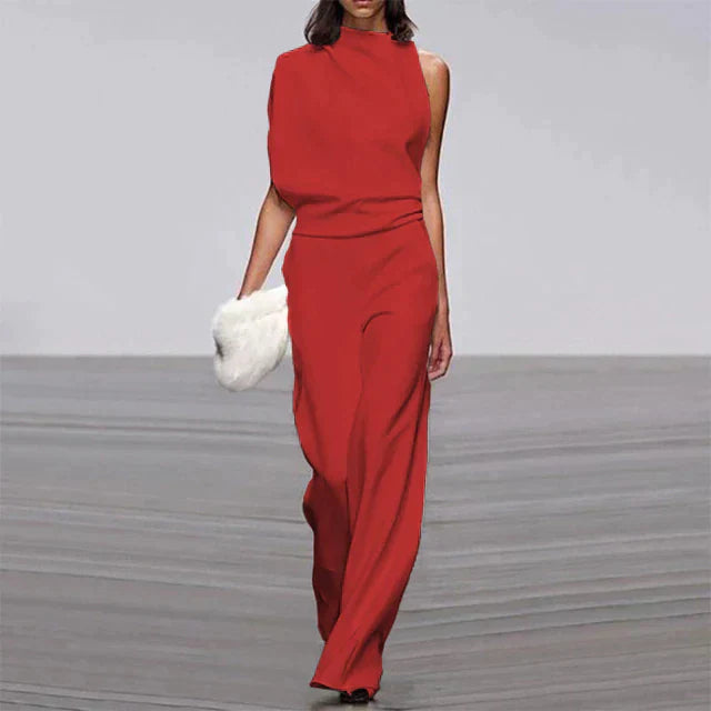 Women's Wide Leg One Shoulder Jumpsuit Dress