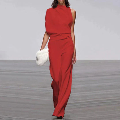 Women's Wide Leg One Shoulder Jumpsuit Dress