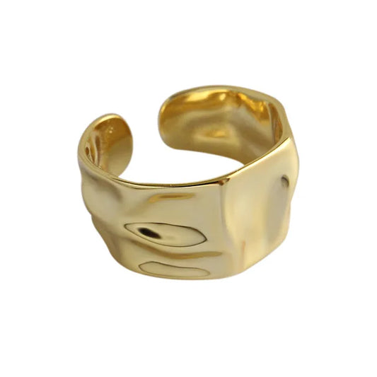 Luxury Hammered Adjustable Wide Chunky Statement Ring
 - ModishWorld