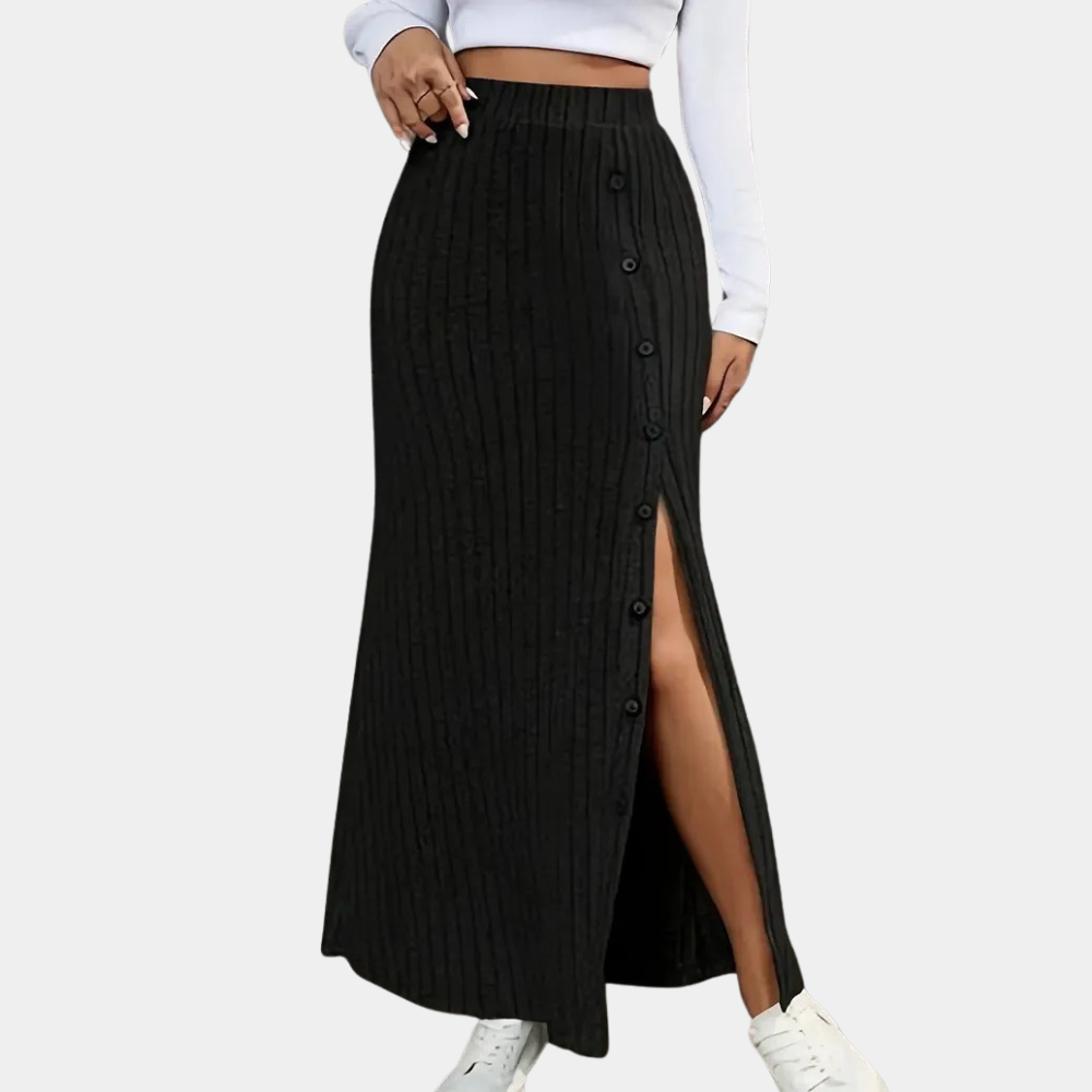 Women's Long Flowy Maxi Skirt - Elegant High Slit Design