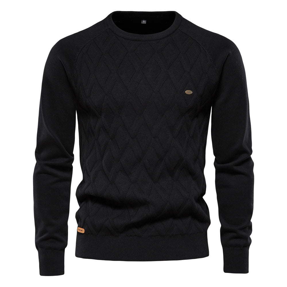 Men's Sweater - Classic Crew Neck Diamond Design