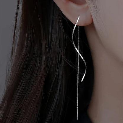Delicate Hanging Thread Earrings in Gold, Silver, and Rose Gold
 - ModishWorld