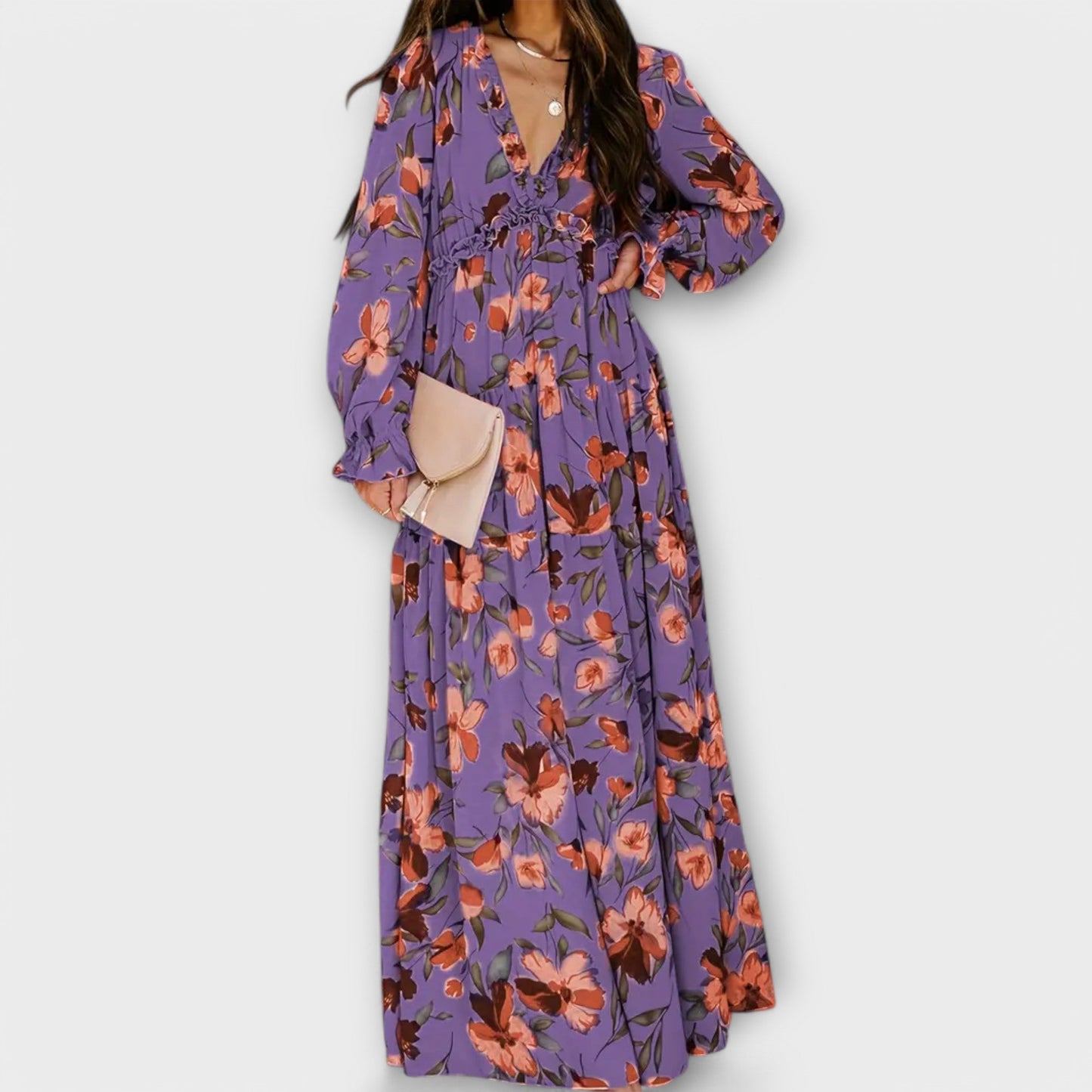 Beautiful Floral Long Evening Dress