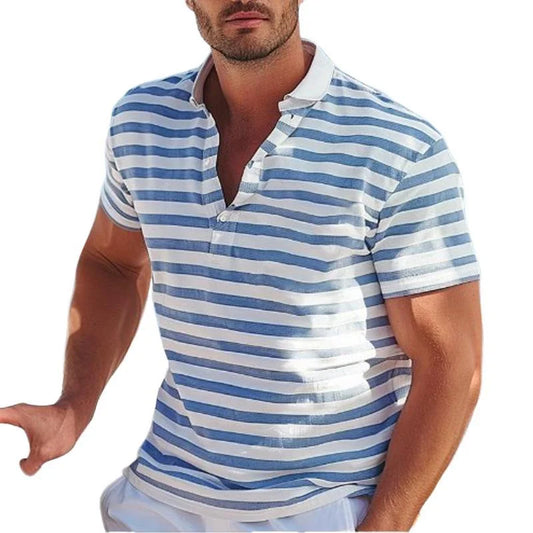 Classic Casual Striped Polo Shirt - ModishWorld