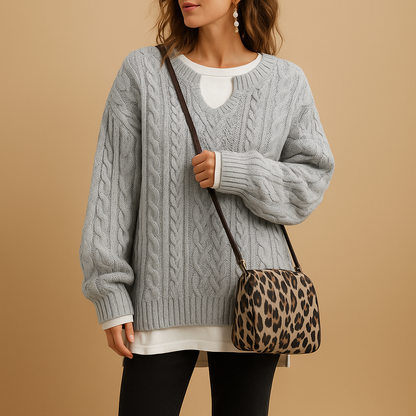 Large Cozy Cable Knit Sweater for Women