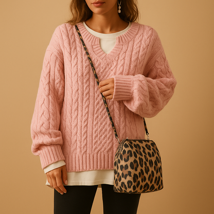 Large Cozy Cable Knit Sweater for Women