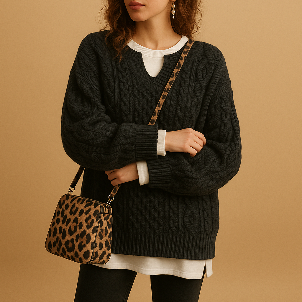 Large Cozy Cable Knit Sweater for Women