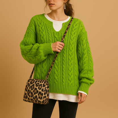 Large Cozy Cable Knit Sweater for Women - ModishWorld