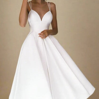 Chic Summer Dress for Women with V Neck and Spaghetti Straps - ModishWorld