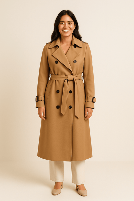 Women's Classic Belted Double Breasted Trench Coat - Modish World