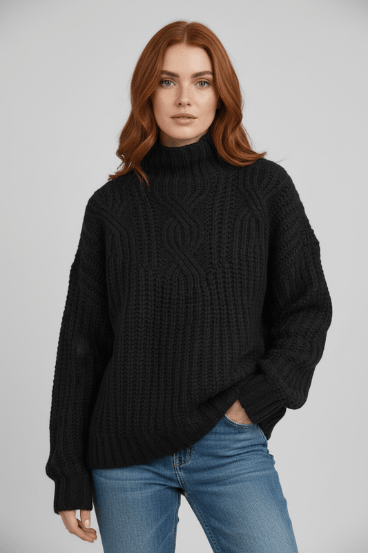 Warm Crew Neck Cable Sweater - Modish World