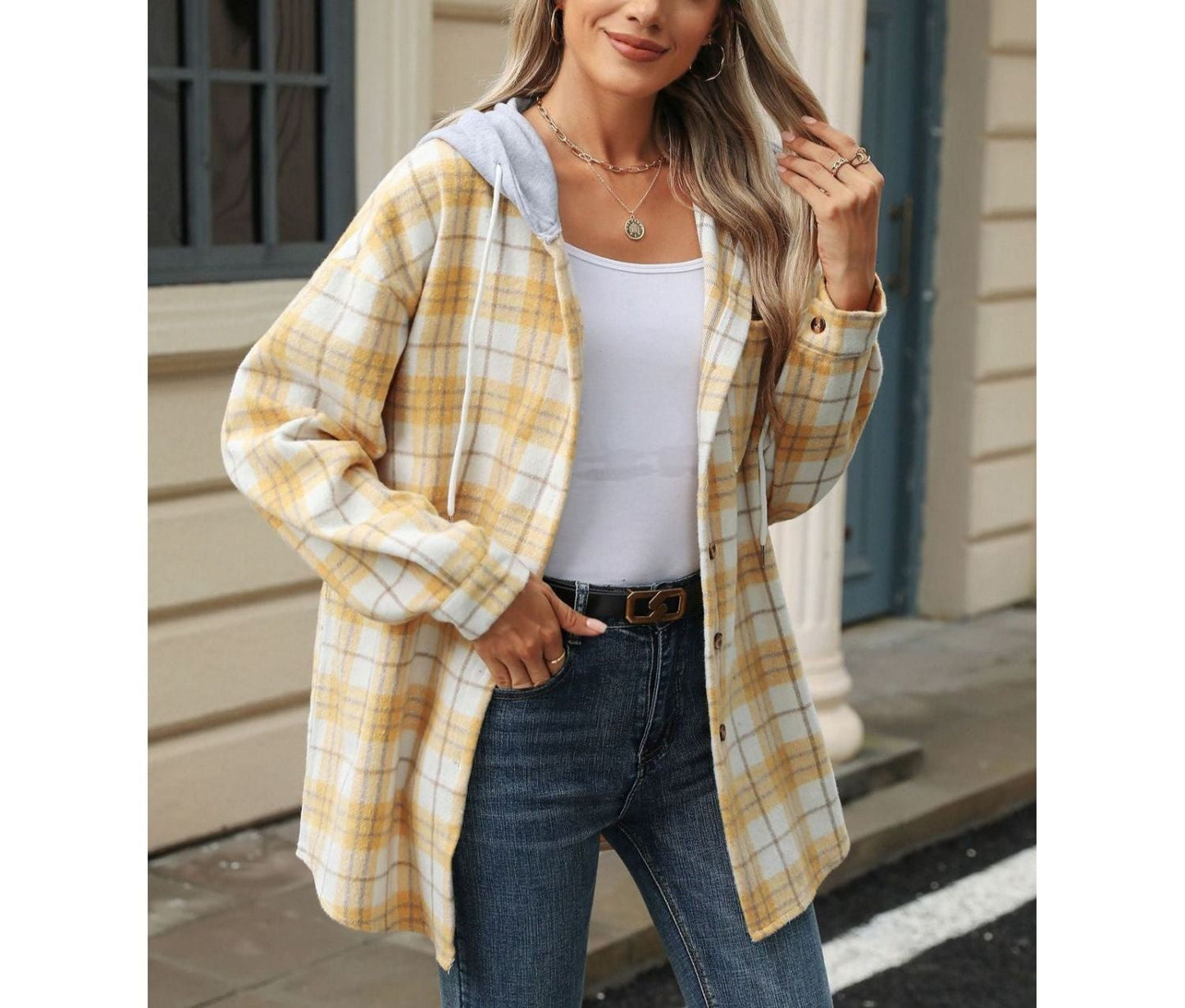 Comfy Plaid Hoodie Jacket for Ladies