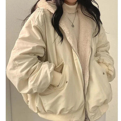Ladies Warm Reversible Parka - Loose Fit Coat