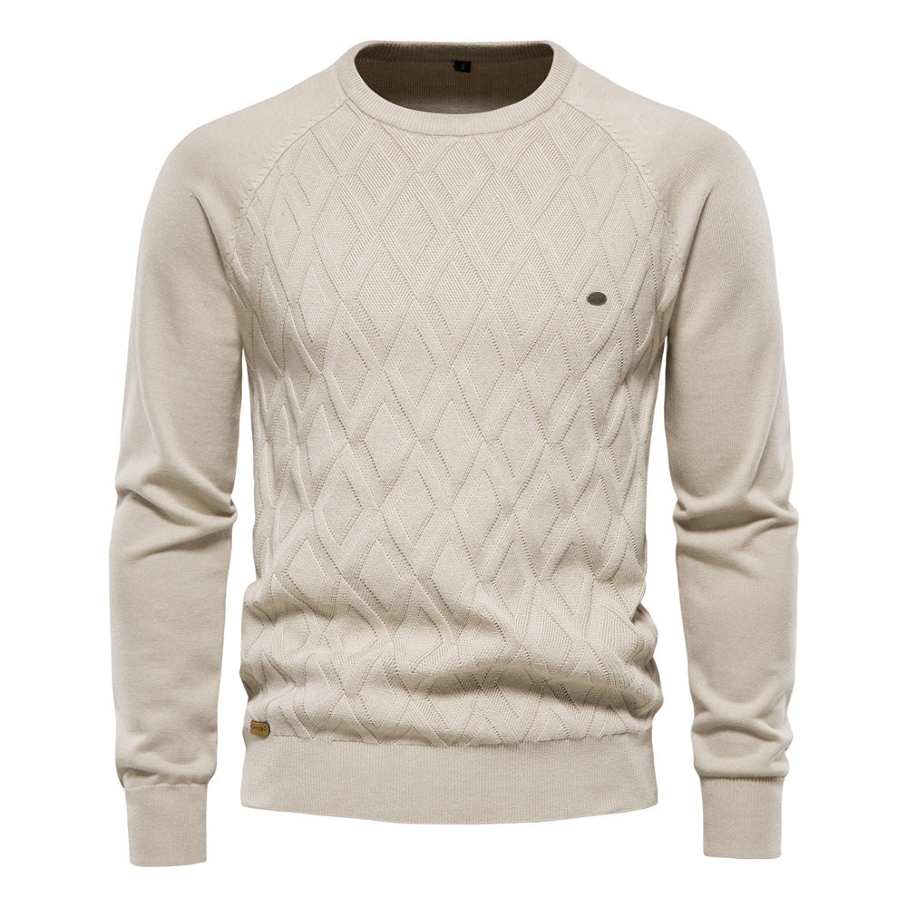 Men's Sweater - Classic Crew Neck Diamond Design