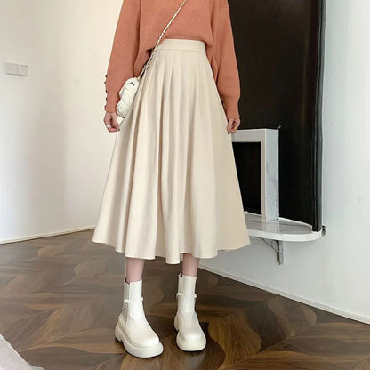 Flared Feminine Mid Length Skirt - Elegant Pleated Design - ModishWorld
