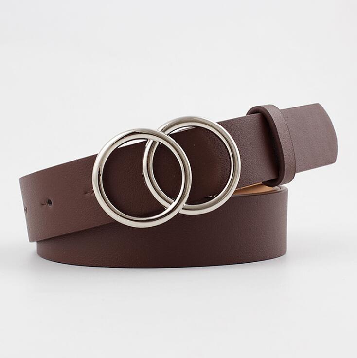 Fashionable Womens Leather Belt with Silver Buckle