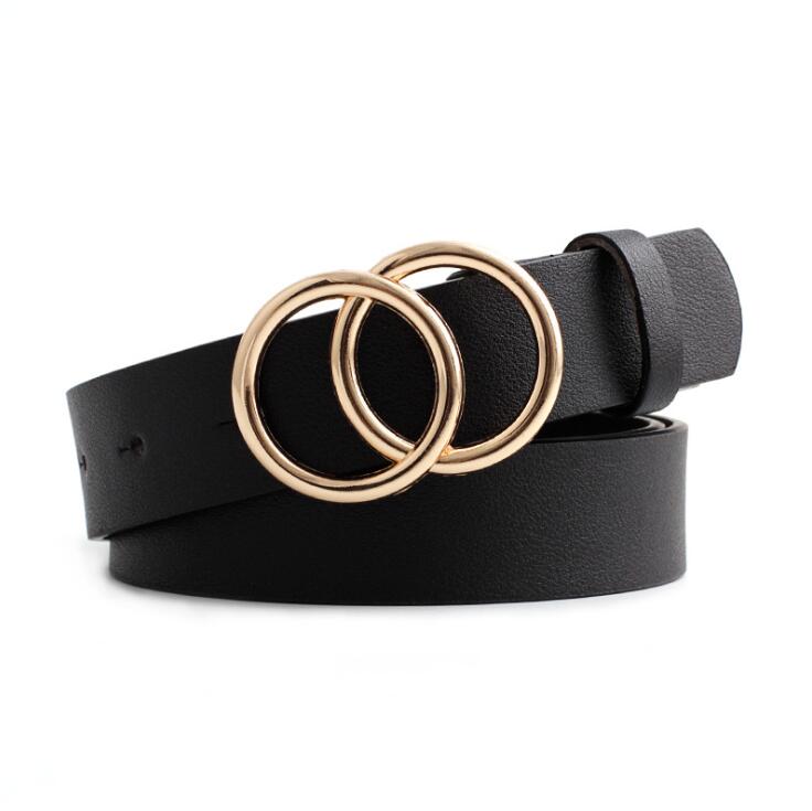 Fashionable Womens Leather Belt with Silver Buckle