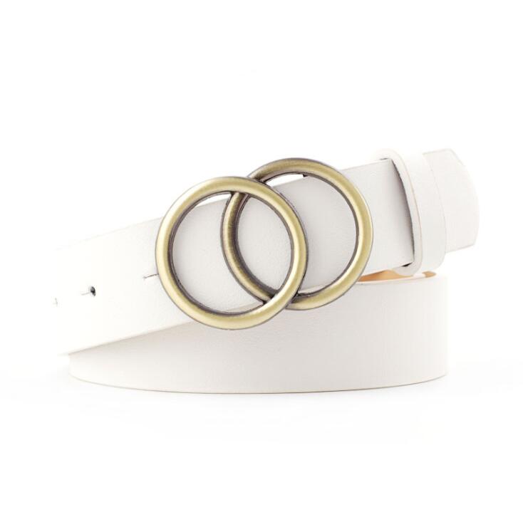 Fashionable Womens Leather Belt with Silver Buckle