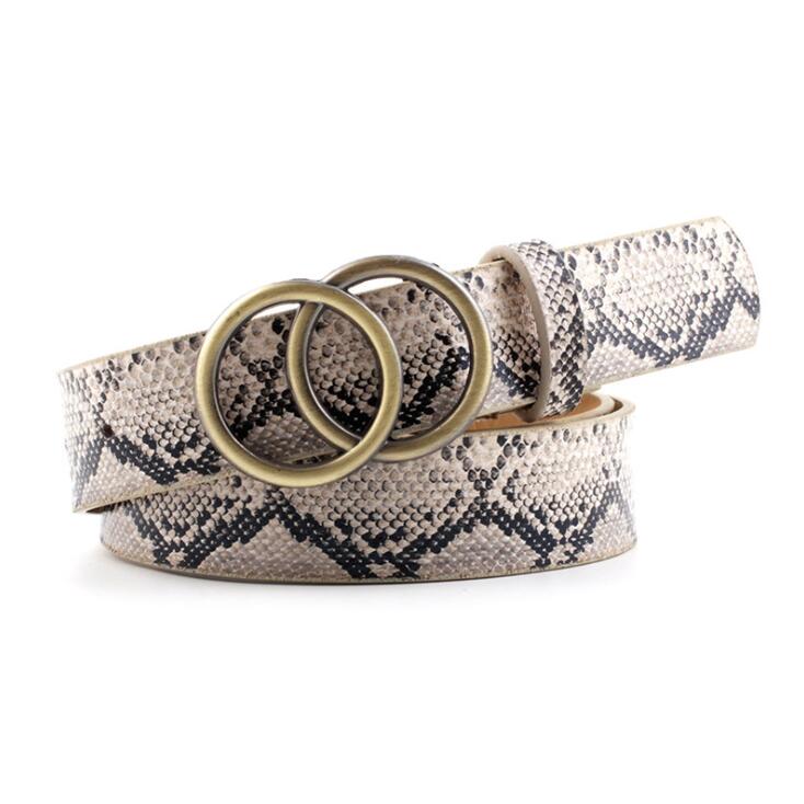 Fashionable Womens Leather Belt with Silver Buckle