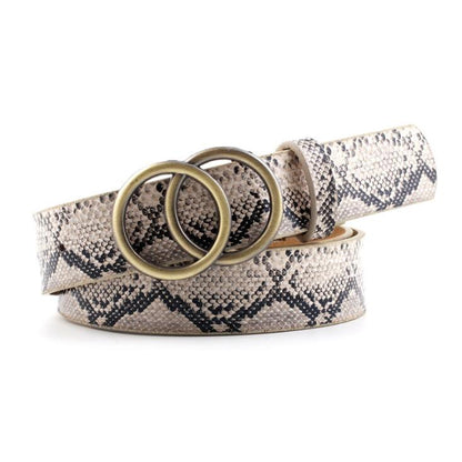 Fashionable Womens Leather Belt with Silver Buckle