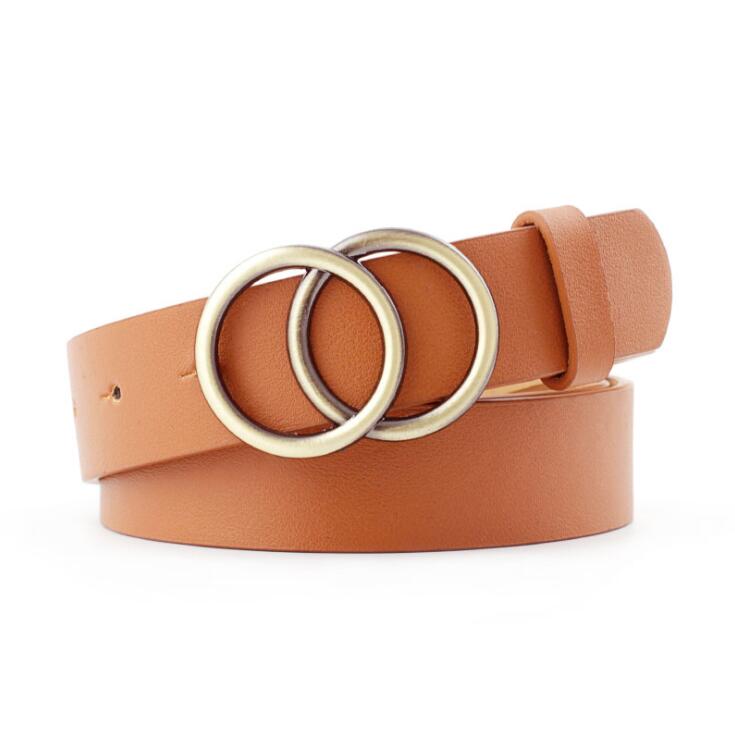 Fashionable Womens Leather Belt with Silver Buckle
