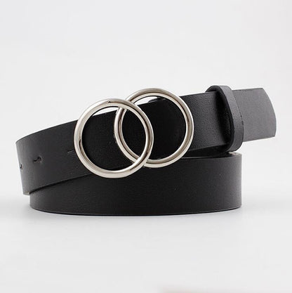 Fashionable Womens Leather Belt with Silver Buckle