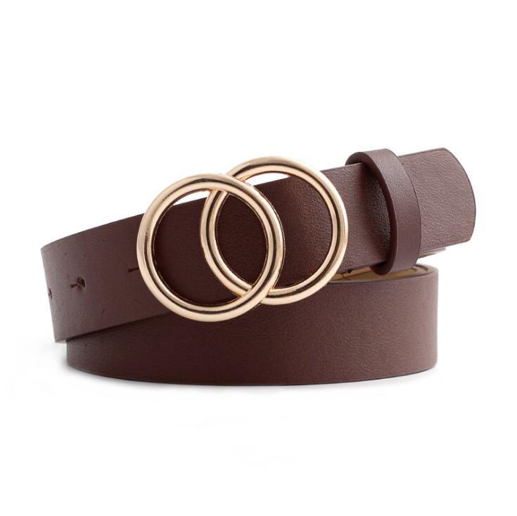 Fashionable Womens Leather Belt with Silver Buckle