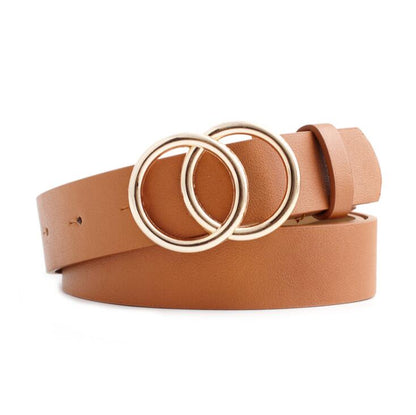 Fashionable Womens Leather Belt with Silver Buckle