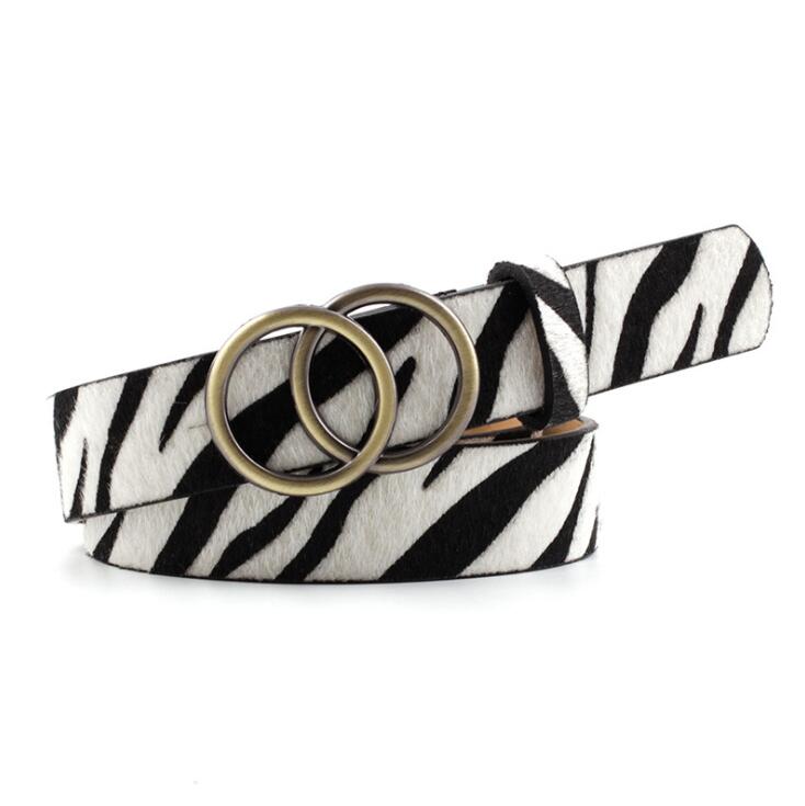 Fashionable Womens Leather Belt with Silver Buckle