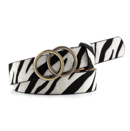 Fashionable Womens Leather Belt with Silver Buckle