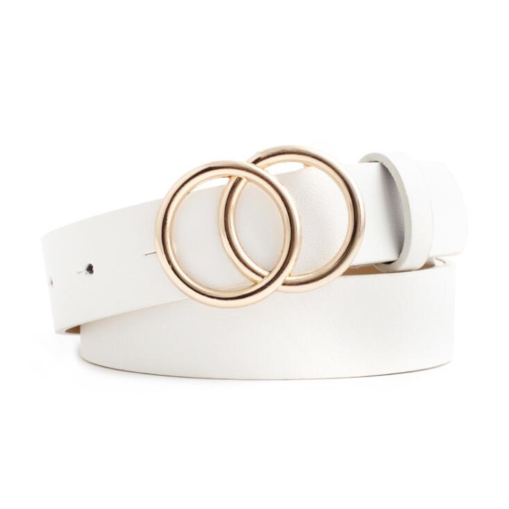 Fashionable Womens Leather Belt with Silver Buckle