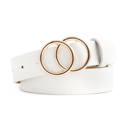 Fashionable Womens Leather Belt with Silver Buckle