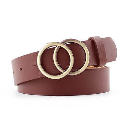 Fashionable Womens Leather Belt with Silver Buckle