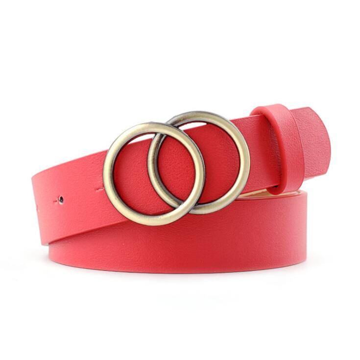 Fashionable Womens Leather Belt with Silver Buckle
