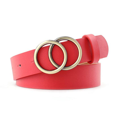 Fashionable Womens Leather Belt with Silver Buckle