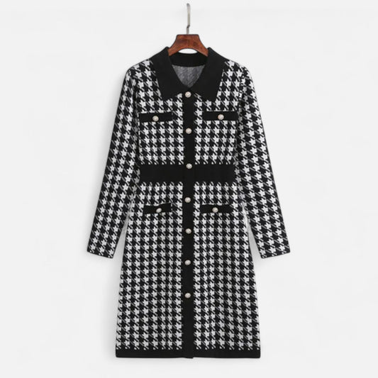 Classic Fit Houndstooth Shift Dress for Women - Modish World