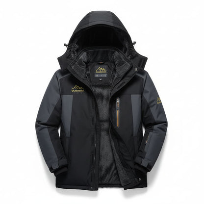 Waterproof Men's Parka Jacket with Hood and Zip Pockets