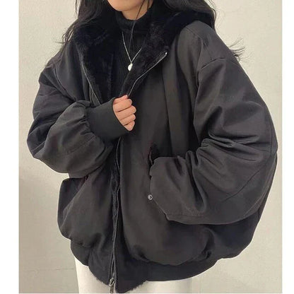Ladies Warm Reversible Parka - Loose Fit Coat