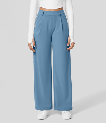 Comfortable High Waisted Wide Leg Office Pants