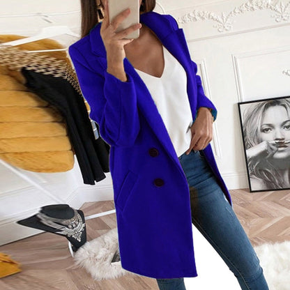 Ladies Classic Coat with Button Closure and Pockets