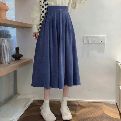Flared Feminine Mid Length Skirt - Elegant Pleated Design
