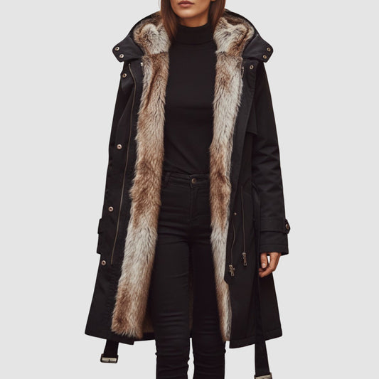 Warm Waterproof Women's Winter Coat with Faux Fur Lining - ModishWorld