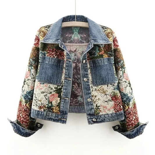 Classic Floral Jeans Jacket - Unique Hand Painted Style - ModishWorld