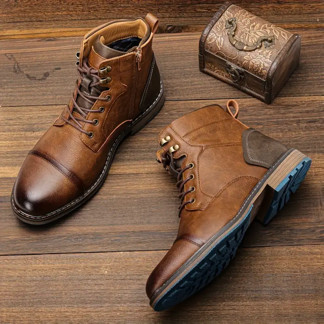 Men's Tan Ankle Boots - Easy Zip Design - ModishWorld